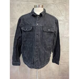 October's Very Own Men's Black Button Front Monogram Trucker Jacket Size XL